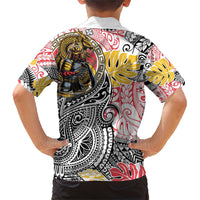 Japanese Samurai Warrior Family Matching Short Sleeve Bodycon Dress and Hawaiian Shirt Colorful Polynesian Tattoo Style LT9 - Polynesian Pride