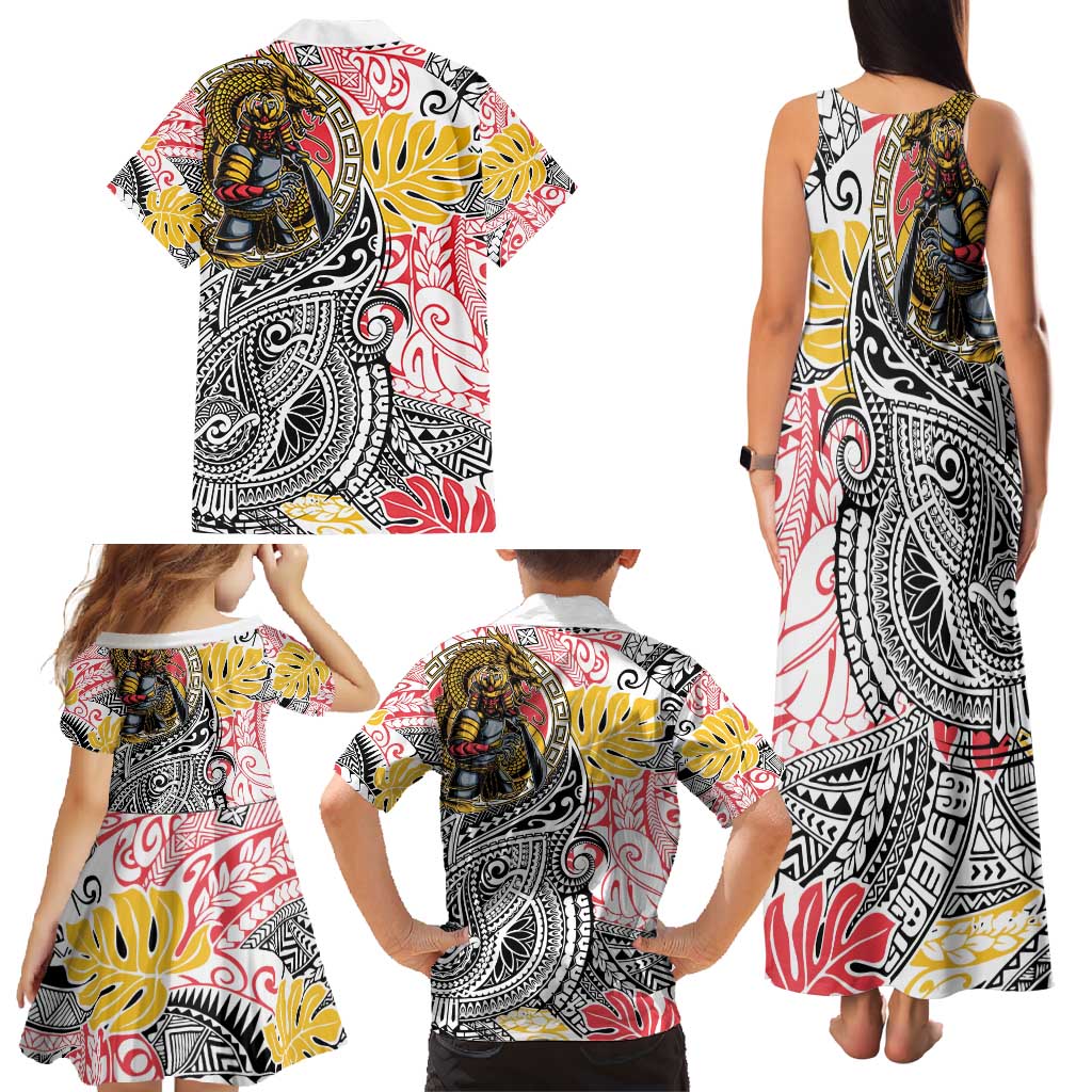Japanese Samurai Warrior Family Matching Tank Maxi Dress and Hawaiian Shirt Colorful Polynesian Tattoo Style LT9 - Polynesian Pride