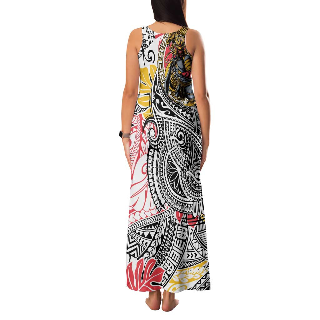 Japanese Samurai Warrior Family Matching Tank Maxi Dress and Hawaiian Shirt Colorful Polynesian Tattoo Style LT9 - Polynesian Pride