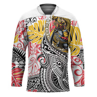 Japanese Samurai Warrior Hockey Jersey Colorful Polynesian Tattoo Style - Polynesian Pride