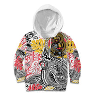 Japanese Samurai Warrior Kid Hoodie Colorful Polynesian Tattoo Style LT9 Hoodie White - Polynesian Pride