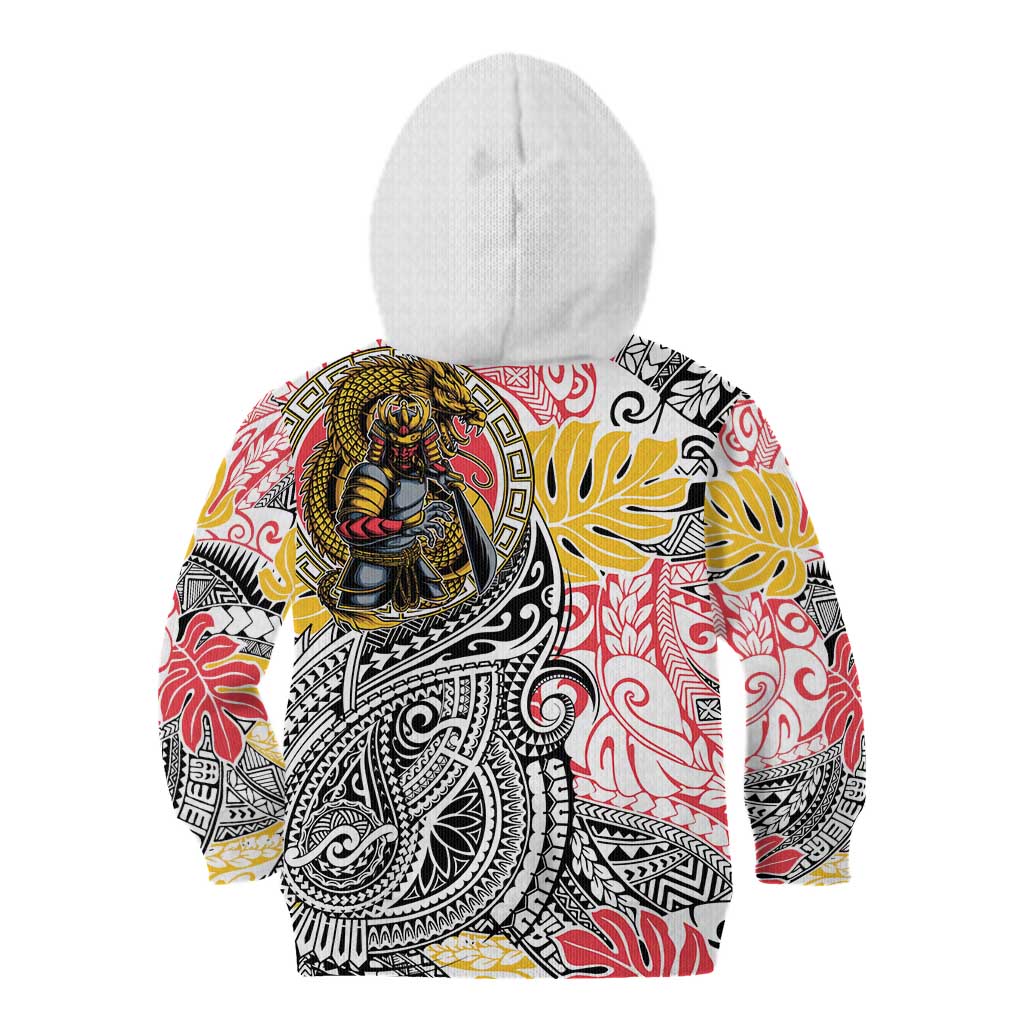 Japanese Samurai Warrior Kid Hoodie Colorful Polynesian Tattoo Style LT9 - Polynesian Pride