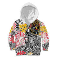 Japanese Samurai Warrior Kid Hoodie Colorful Polynesian Tattoo Style LT9 Zip Hoodie White - Polynesian Pride