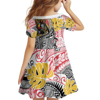Japanese Samurai Warrior Kid Short Sleeve Dress Colorful Polynesian Tattoo Style LT9 - Polynesian Pride