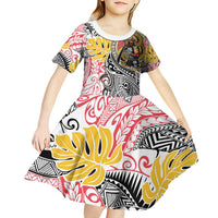 Japanese Samurai Warrior Kid Short Sleeve Dress Colorful Polynesian Tattoo Style LT9 - Polynesian Pride