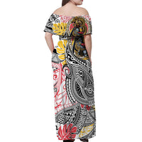 Japanese Samurai Warrior Off Shoulder Maxi Dress Colorful Polynesian Tattoo Style LT9 - Polynesian Pride