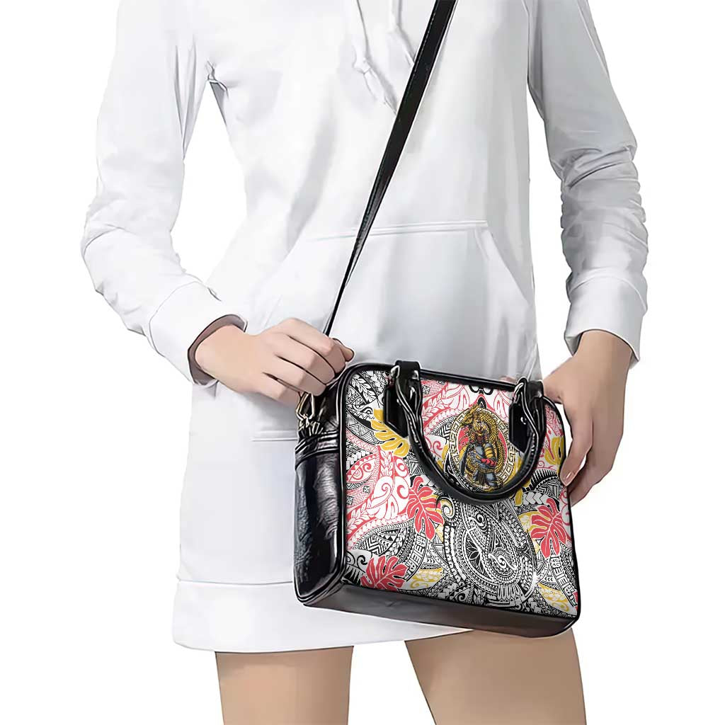 Japanese Samurai Warrior Shoulder Handbag Colorful Polynesian Tattoo Style
