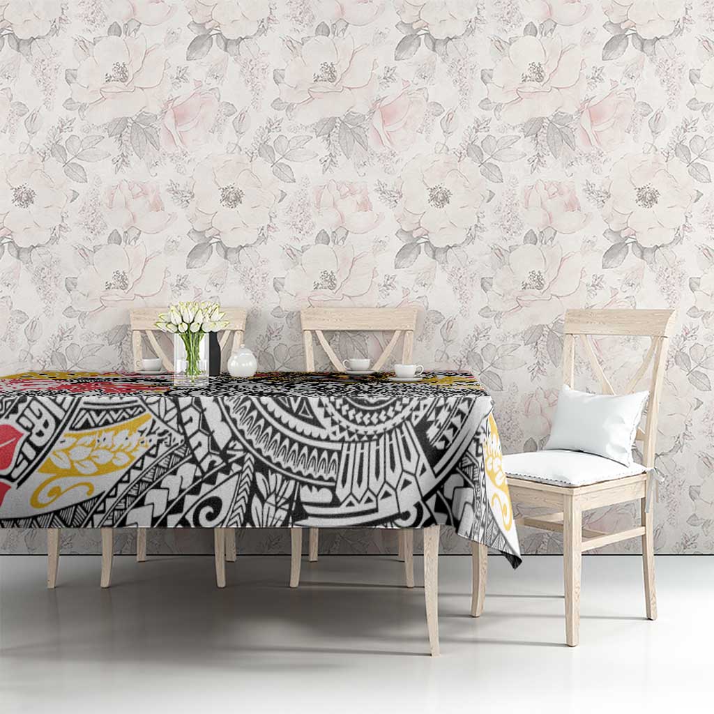 Japanese Samurai Warrior Tablecloth Colorful Polynesian Tattoo Style