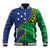 Solomon Islands Independence Day 1978 Personalised Baseball Jacket Polynesian Pattern with Flag Style