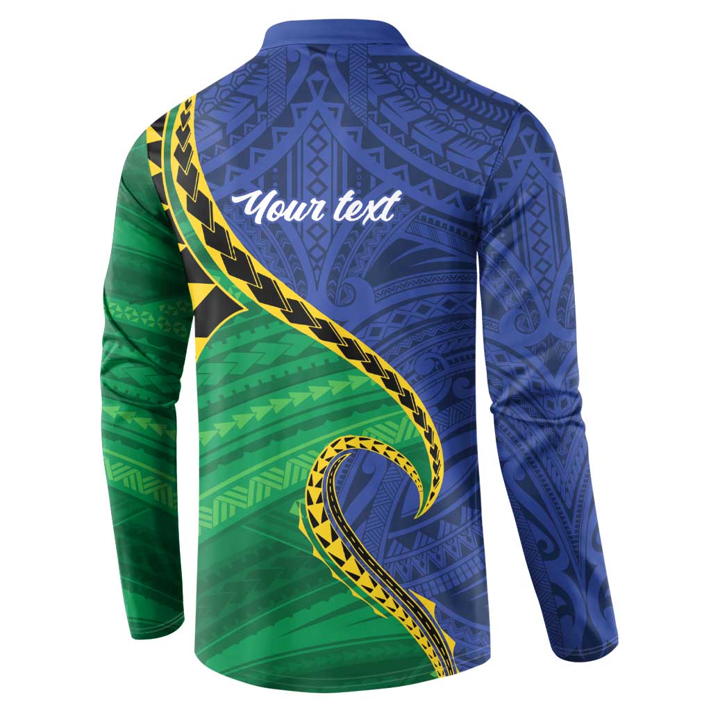 Solomon Islands Independence Day 1978 Personalised Button Sweatshirt Polynesian Pattern with Flag Style