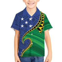 Solomon Islands Independence Day 1978 Personalised Family Matching Long Sleeve Bodycon Dress and Hawaiian Shirt Polynesian Pattern with Flag Style LT9 Son's Shirt Blue - Polynesian Pride