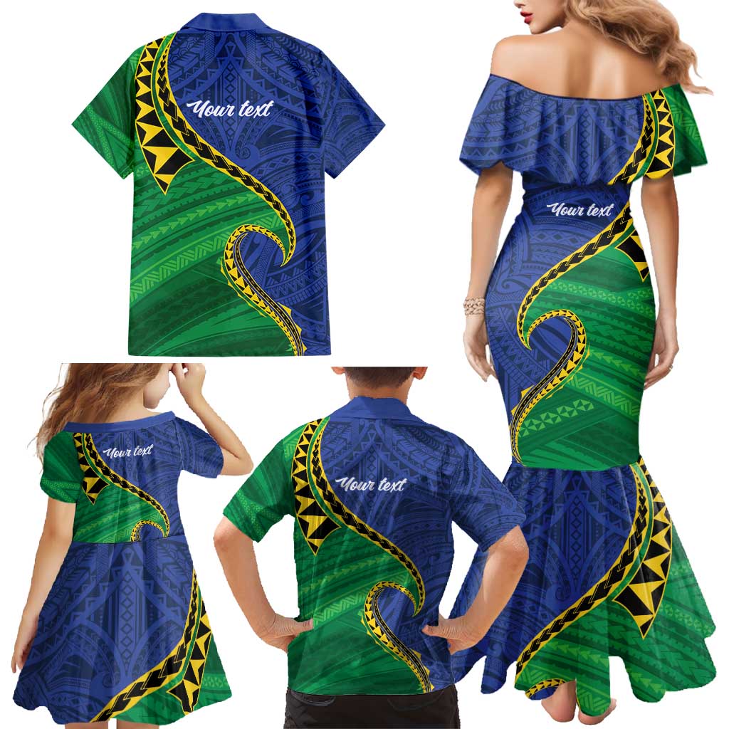 Solomon Islands Independence Day 1978 Personalised Family Matching Mermaid Dress and Hawaiian Shirt Polynesian Pattern with Flag Style LT9 - Polynesian Pride