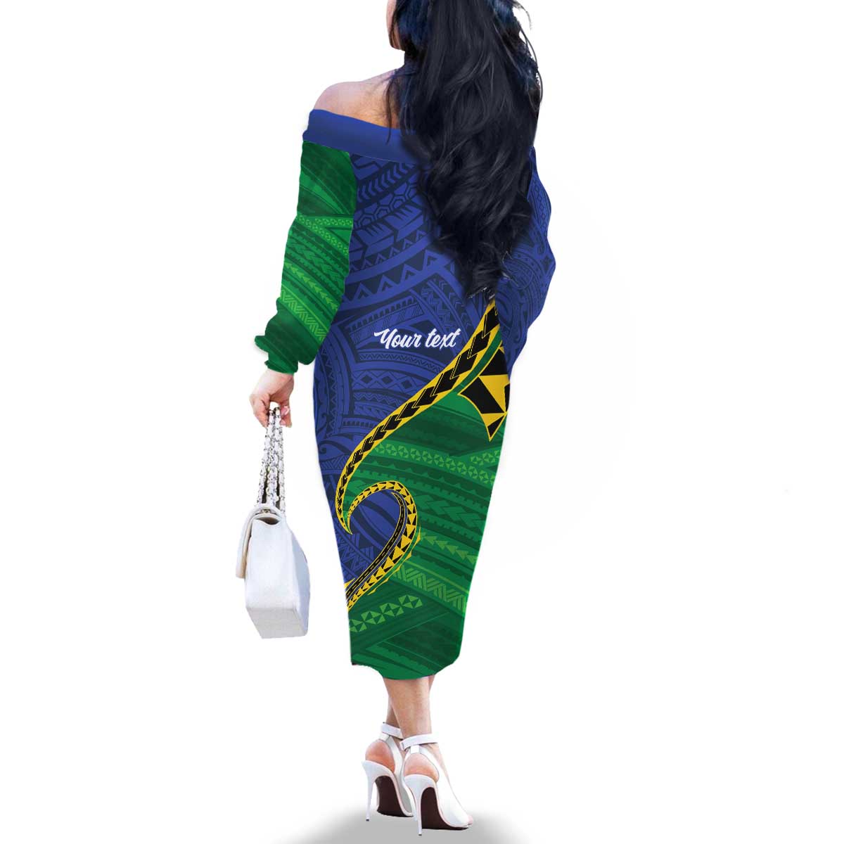 Solomon Islands Independence Day 1978 Personalised Family Matching Off The Shoulder Long Sleeve Dress and Hawaiian Shirt Polynesian Pattern with Flag Style LT9 - Polynesian Pride