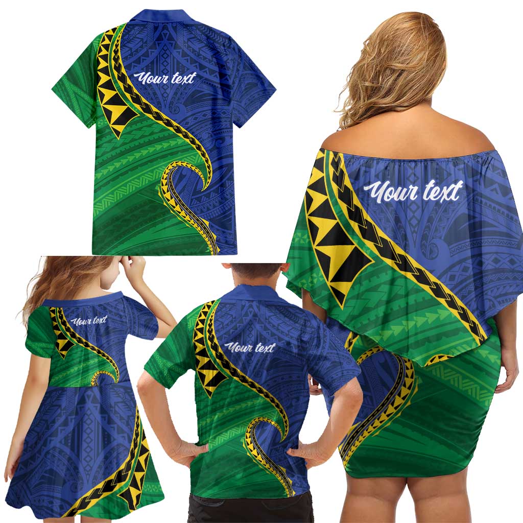 Solomon Islands Independence Day 1978 Personalised Family Matching Off Shoulder Short Dress and Hawaiian Shirt Polynesian Pattern with Flag Style LT9 - Polynesian Pride