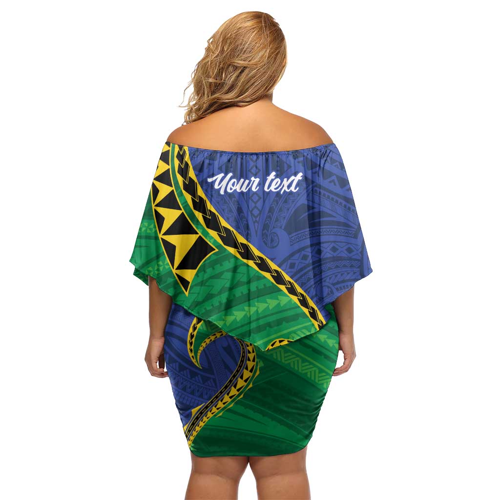 Solomon Islands Independence Day 1978 Personalised Family Matching Off Shoulder Short Dress and Hawaiian Shirt Polynesian Pattern with Flag Style LT9 - Polynesian Pride