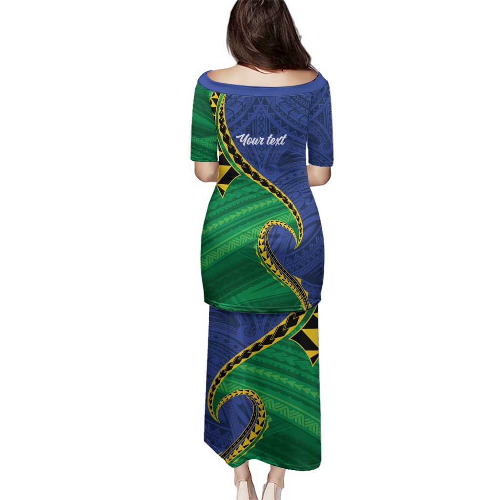 Solomon Islands Independence Day 1978 Personalised Family Matching Puletasi and Hawaiian Shirt Polynesian Pattern with Flag Style