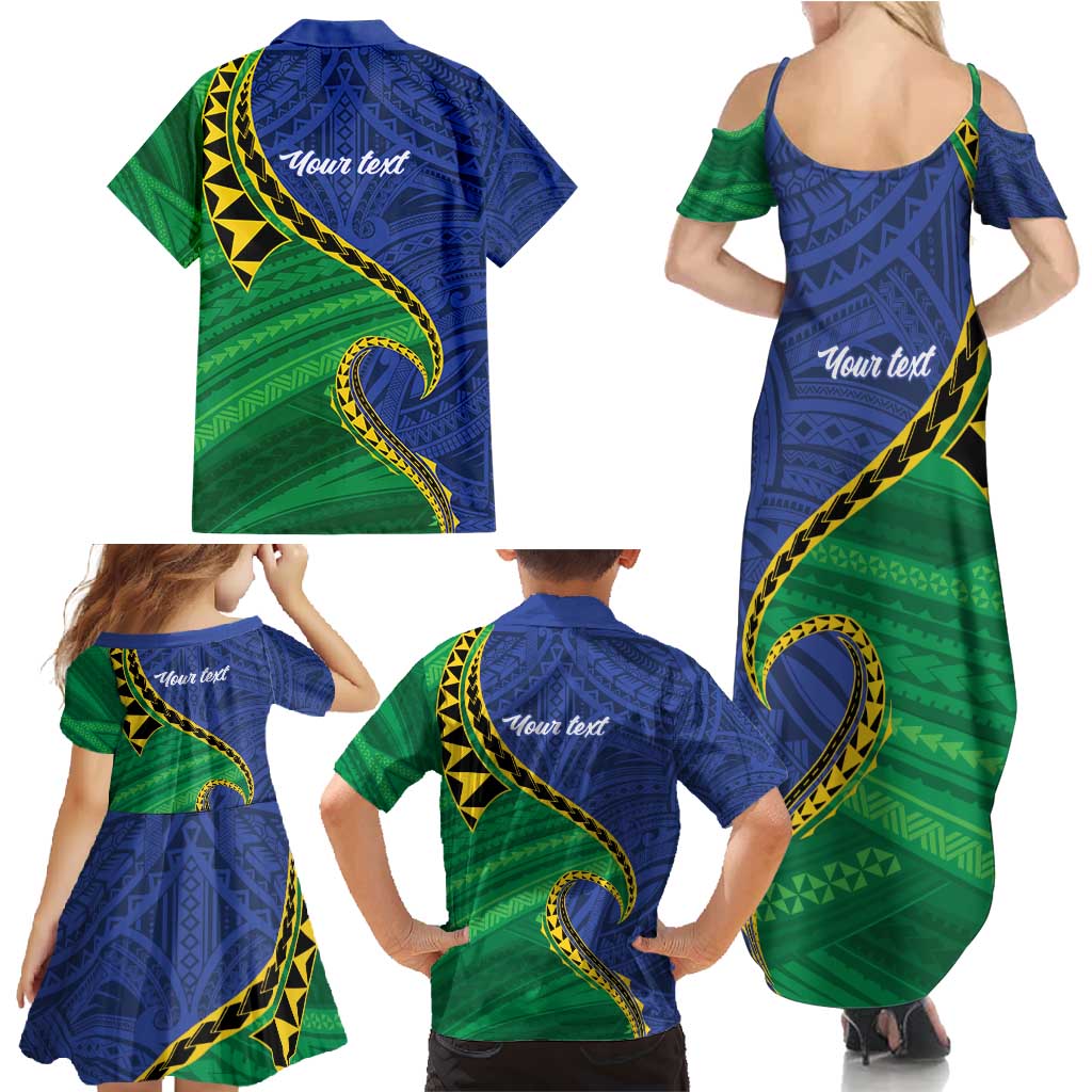Solomon Islands Independence Day 1978 Personalised Family Matching Summer Maxi Dress and Hawaiian Shirt Polynesian Pattern with Flag Style LT9 - Polynesian Pride