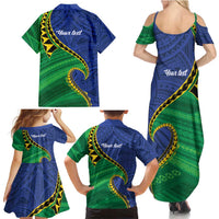 Solomon Islands Independence Day 1978 Personalised Family Matching Summer Maxi Dress and Hawaiian Shirt Polynesian Pattern with Flag Style LT9 - Polynesian Pride