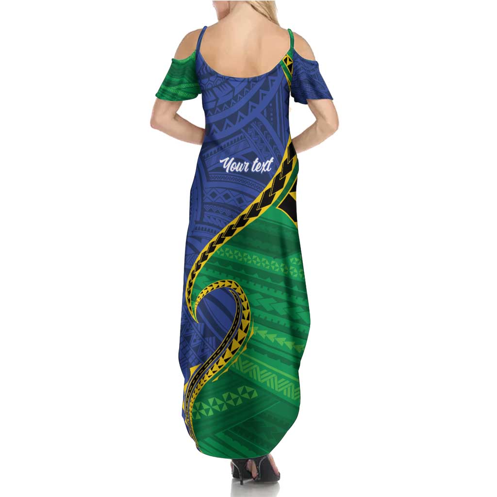 Solomon Islands Independence Day 1978 Personalised Family Matching Summer Maxi Dress and Hawaiian Shirt Polynesian Pattern with Flag Style LT9 - Polynesian Pride