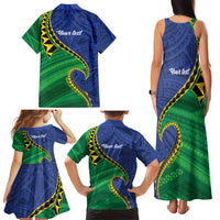 Solomon Islands Independence Day 1978 Personalised Family Matching Tank Maxi Dress and Hawaiian Shirt Polynesian Pattern with Flag Style LT9 - Polynesian Pride