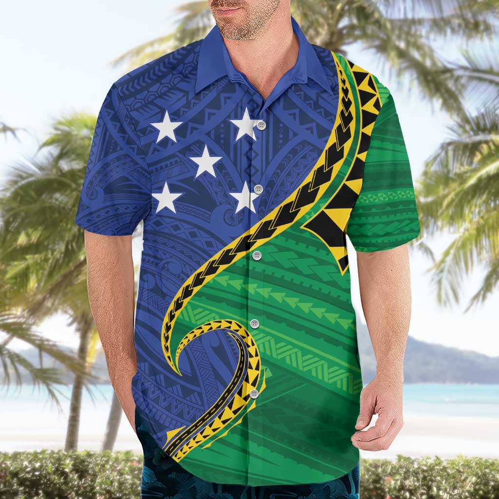 Solomon Islands Independence Day 1978 Personalised Hawaiian Shirt Polynesian Pattern with Flag Style LT9 - Polynesian Pride
