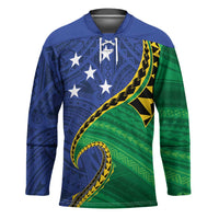 Solomon Islands Independence Day 1978 Personalised Hockey Jersey Polynesian Pattern with Flag Style LT9 Unisex Blue - Polynesian Pride