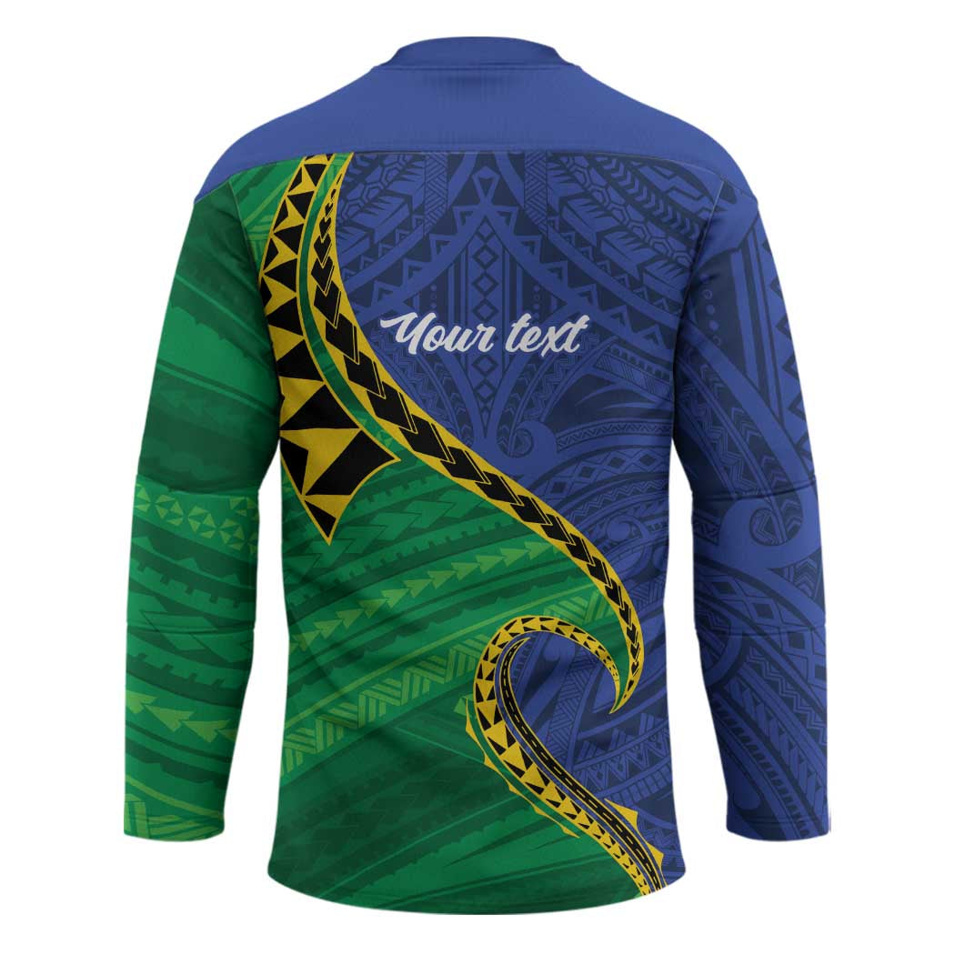 Solomon Islands Independence Day 1978 Personalised Hockey Jersey Polynesian Pattern with Flag Style LT9 - Polynesian Pride