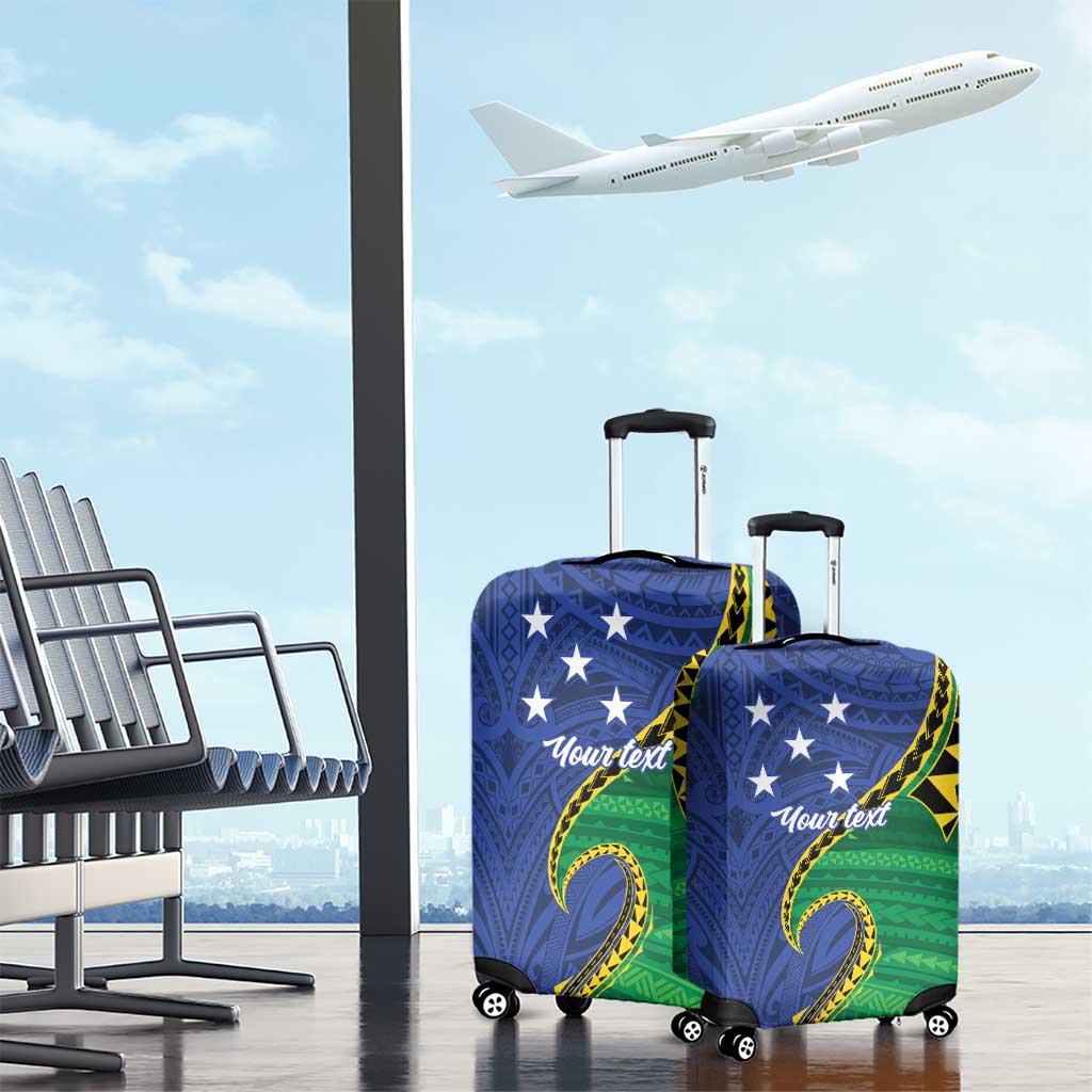 Solomon Islands Independence Day 1978 Personalised Luggage Cover Polynesian Pattern with Flag Style