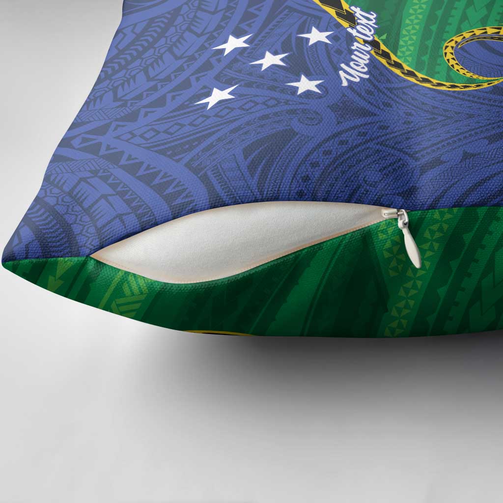 Solomon Islands Independence Day 1978 Personalised Pillow Cover Polynesian Pattern with Flag Style - Polynesian Pride