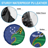 Solomon Islands Independence Day 1978 Personalised Spare Tire Cover Polynesian Pattern with Flag Style