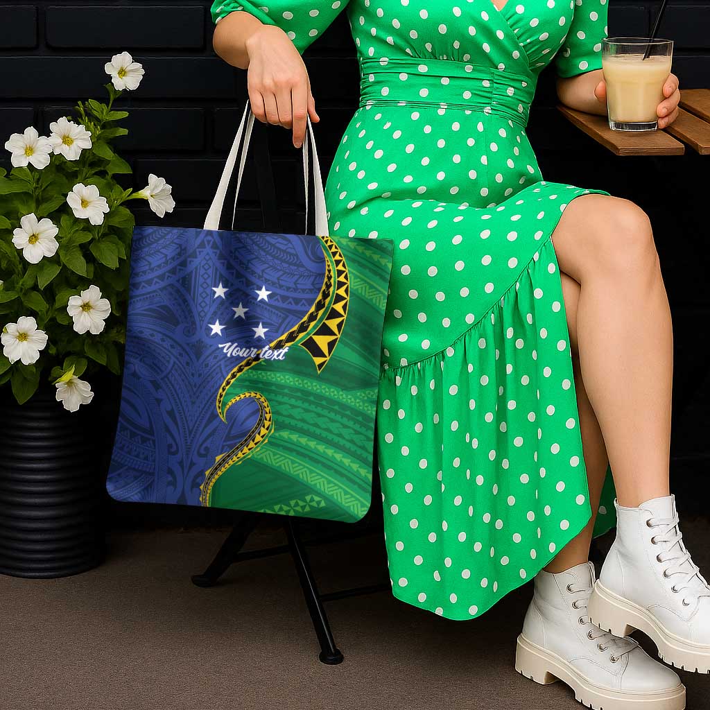 Solomon Islands Independence Day 1978 Personalised Tote Bag Polynesian Pattern with Flag Style - Polynesian Pride