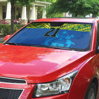 Solomon Islands Rugby Custom Auto Sun Shade Simple Coat of arm Polynesian Pattern - Polynesian Pride
