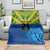 Solomon Islands Rugby Custom Blanket Simple Coat of arm Polynesian Pattern