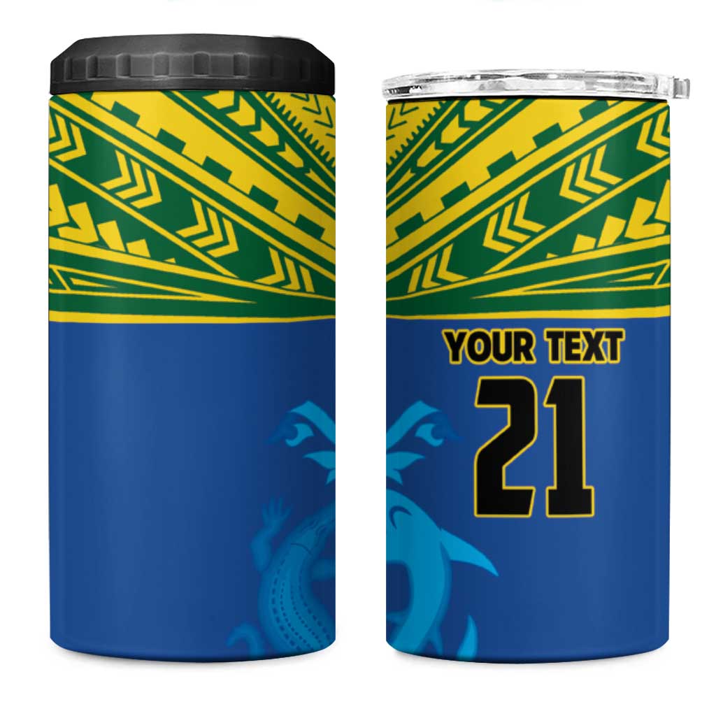 Solomon Islands Rugby Custom 4 in 1 Can Cooler Tumbler Simple Coat of arm Polynesian Pattern