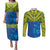 Solomon Islands Rugby Custom Couples Matching Puletasi and Long Sleeve Button Shirt Simple Coat of arm Polynesian Pattern