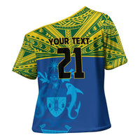 Solomon Islands Rugby Custom Cross Shoulder Shirt Simple Coat of arm Polynesian Pattern LT9 - Polynesian Pride