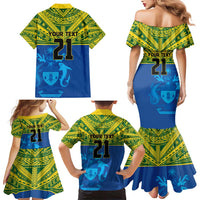 Solomon Islands Rugby Custom Family Matching Mermaid Dress and Hawaiian Shirt Simple Coat of arm Polynesian Pattern LT9 - Polynesian Pride