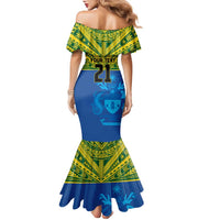 Solomon Islands Rugby Custom Family Matching Mermaid Dress and Hawaiian Shirt Simple Coat of arm Polynesian Pattern LT9 - Polynesian Pride