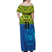 Solomon Islands Rugby Custom Family Matching Off Shoulder Maxi Dress and Hawaiian Shirt Simple Coat of arm Polynesian Pattern LT9 - Polynesian Pride
