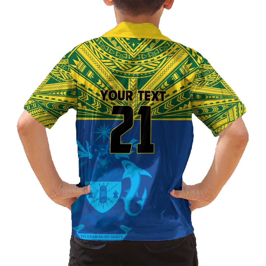 Solomon Islands Rugby Custom Family Matching Off Shoulder Short Dress and Hawaiian Shirt Simple Coat of arm Polynesian Pattern LT9 - Polynesian Pride