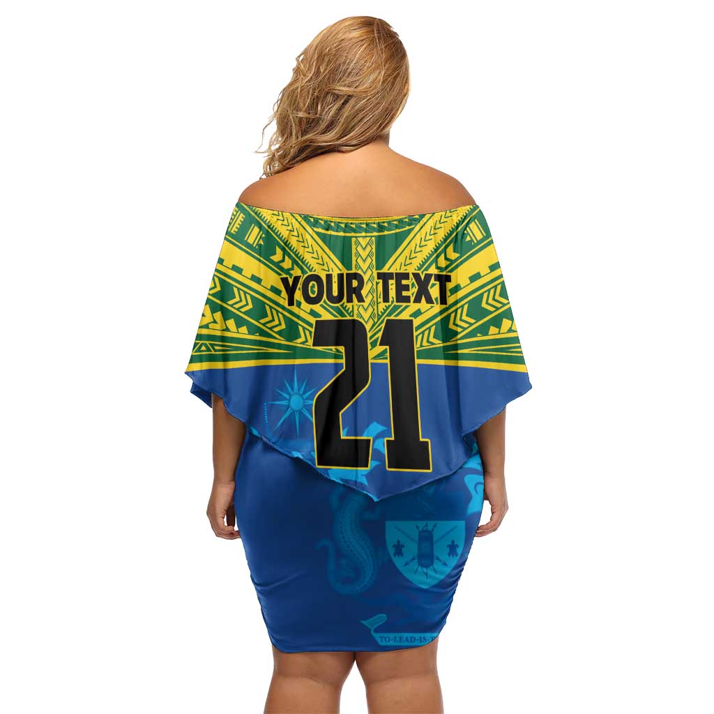 Solomon Islands Rugby Custom Family Matching Off Shoulder Short Dress and Hawaiian Shirt Simple Coat of arm Polynesian Pattern LT9 - Polynesian Pride