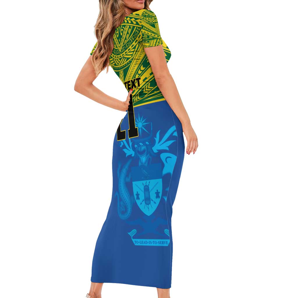 Solomon Islands Rugby Custom Family Matching Short Sleeve Bodycon Dress and Hawaiian Shirt Simple Coat of arm Polynesian Pattern LT9 - Polynesian Pride