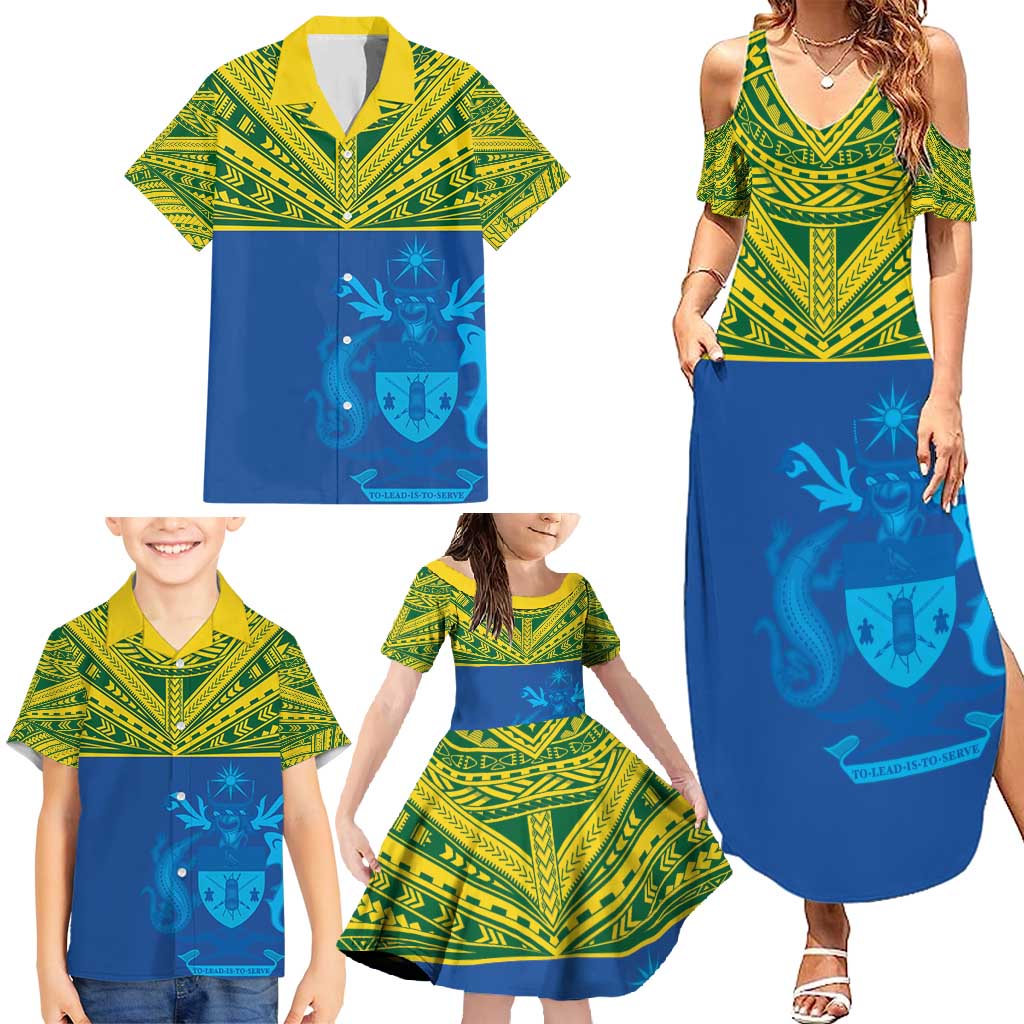 Solomon Islands Rugby Custom Family Matching Summer Maxi Dress and Hawaiian Shirt Simple Coat of arm Polynesian Pattern LT9 - Polynesian Pride