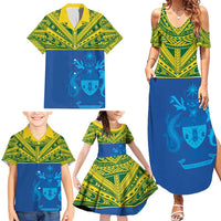 Solomon Islands Rugby Custom Family Matching Summer Maxi Dress and Hawaiian Shirt Simple Coat of arm Polynesian Pattern LT9 - Polynesian Pride