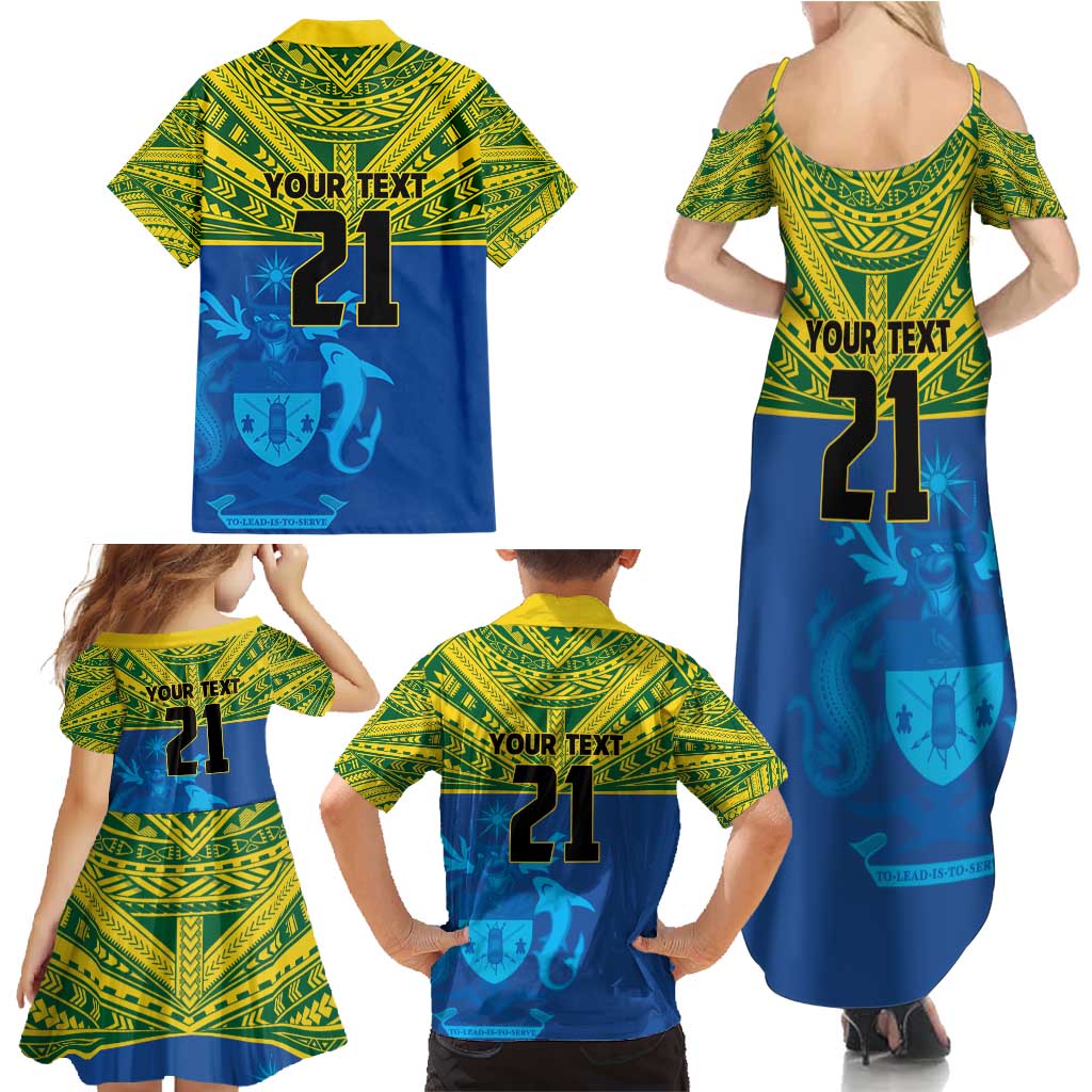 Solomon Islands Rugby Custom Family Matching Summer Maxi Dress and Hawaiian Shirt Simple Coat of arm Polynesian Pattern LT9 - Polynesian Pride