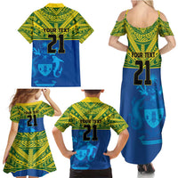 Solomon Islands Rugby Custom Family Matching Summer Maxi Dress and Hawaiian Shirt Simple Coat of arm Polynesian Pattern LT9 - Polynesian Pride