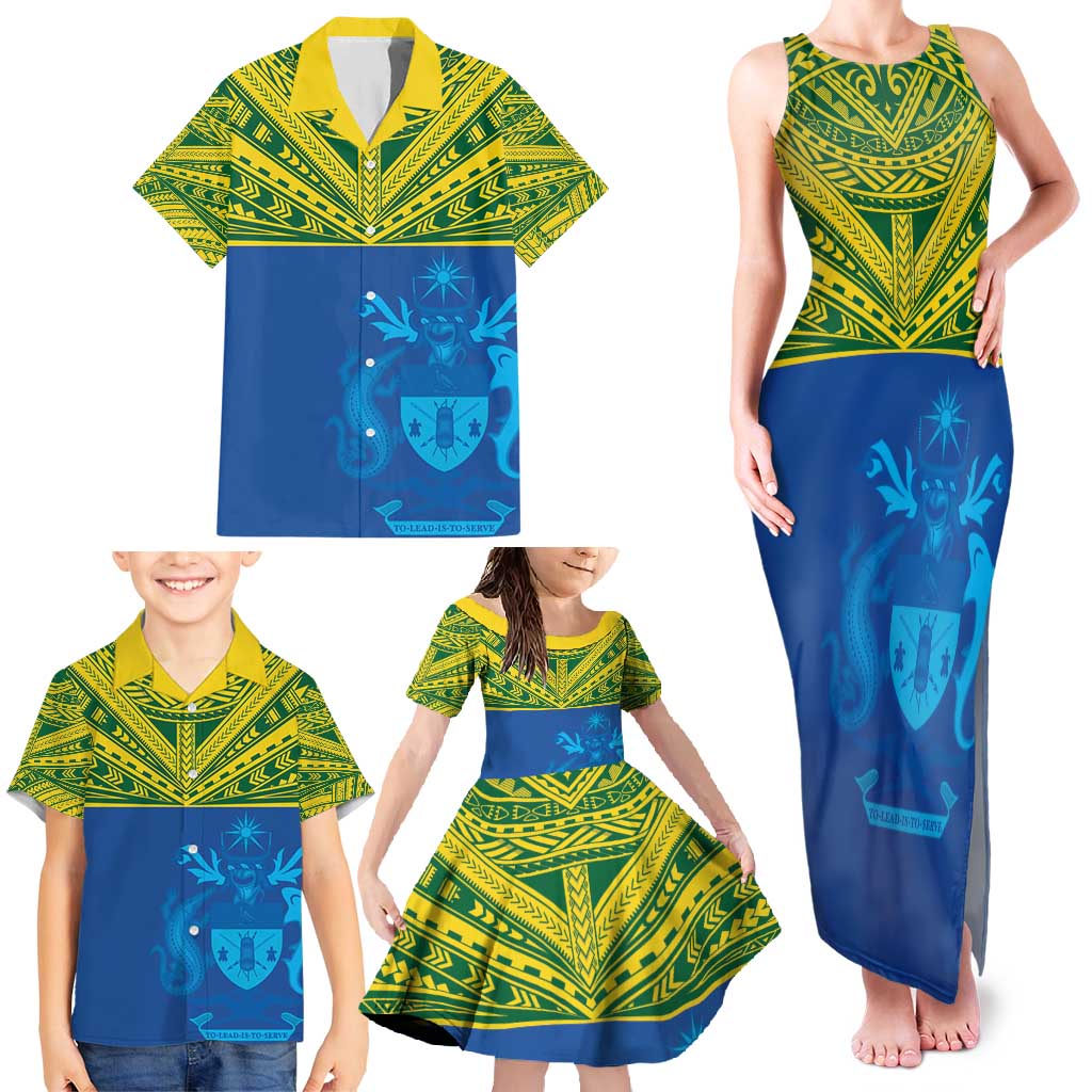 Solomon Islands Rugby Custom Family Matching Tank Maxi Dress and Hawaiian Shirt Simple Coat of arm Polynesian Pattern LT9 - Polynesian Pride