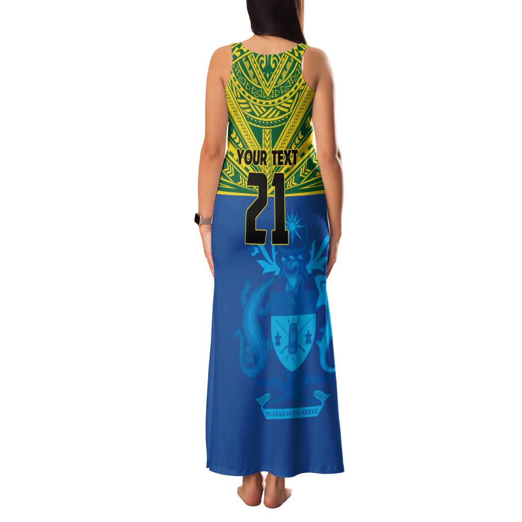 Solomon Islands Rugby Custom Family Matching Tank Maxi Dress and Hawaiian Shirt Simple Coat of arm Polynesian Pattern LT9 - Polynesian Pride