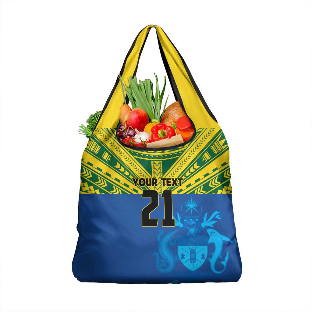 Solomon Islands Rugby Custom Grocery Bag Simple Coat of arm Polynesian Pattern LT9 1-pack One Size Gold - Polynesian Pride