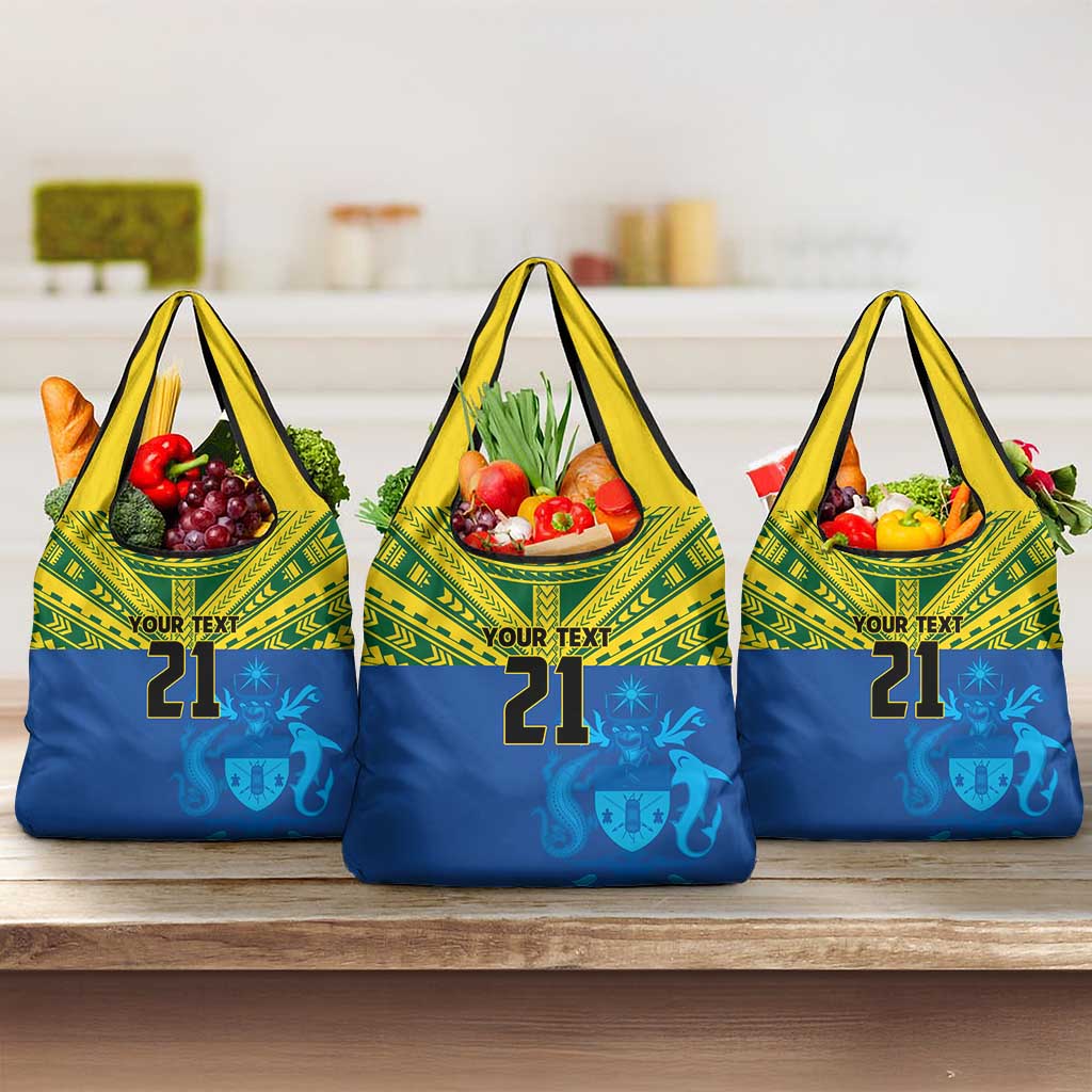 Solomon Islands Rugby Custom Grocery Bag Simple Coat of arm Polynesian Pattern LT9 3-pack One Size Gold - Polynesian Pride
